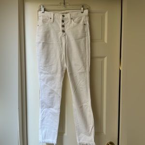 Madewell white denim jeans. 10 inch high rise skinny crop. Like new.